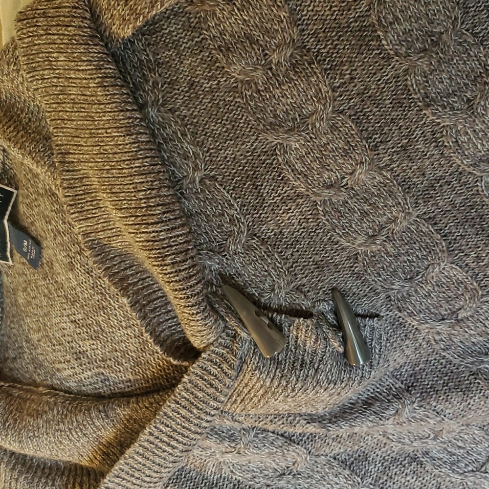 Karen Scott Sweater Poncho shawl, fringe, gray - Picture 3 of 7